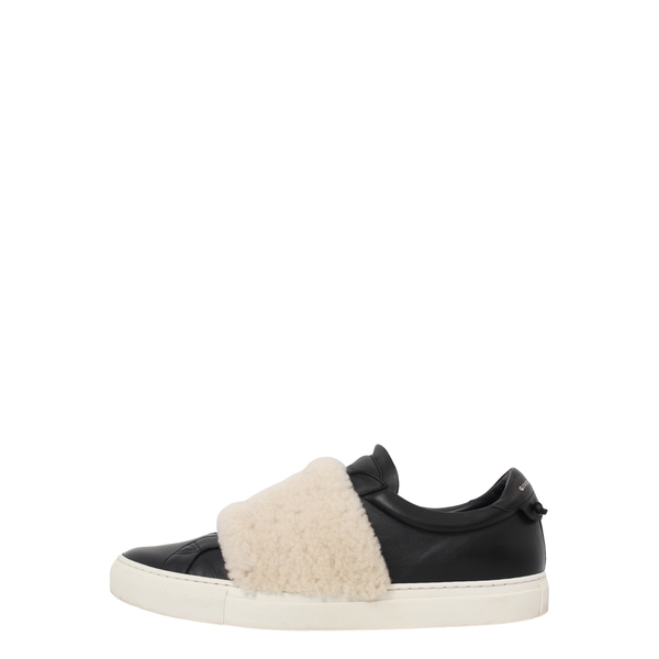 Leather/Sherpa Urban Strap Sneakers Black