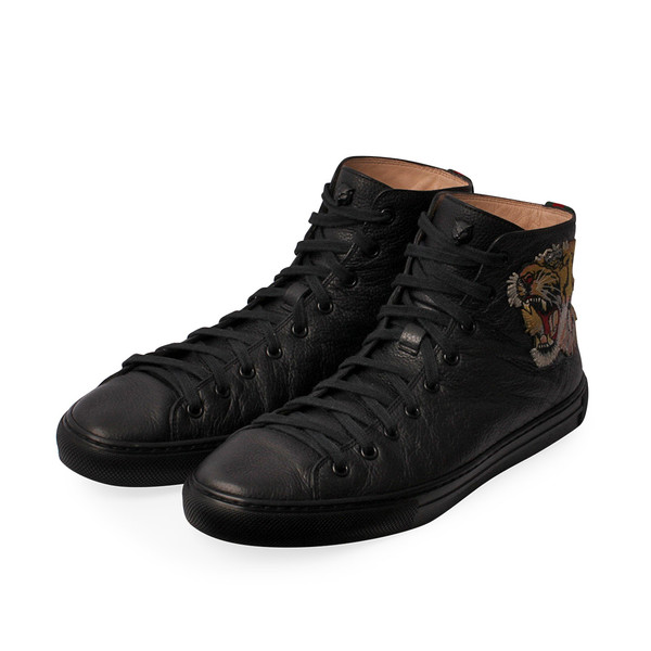 Tiger Gucci high tops Black Gucci Black Tiger Head Leather High-Top Sneakers main image 4