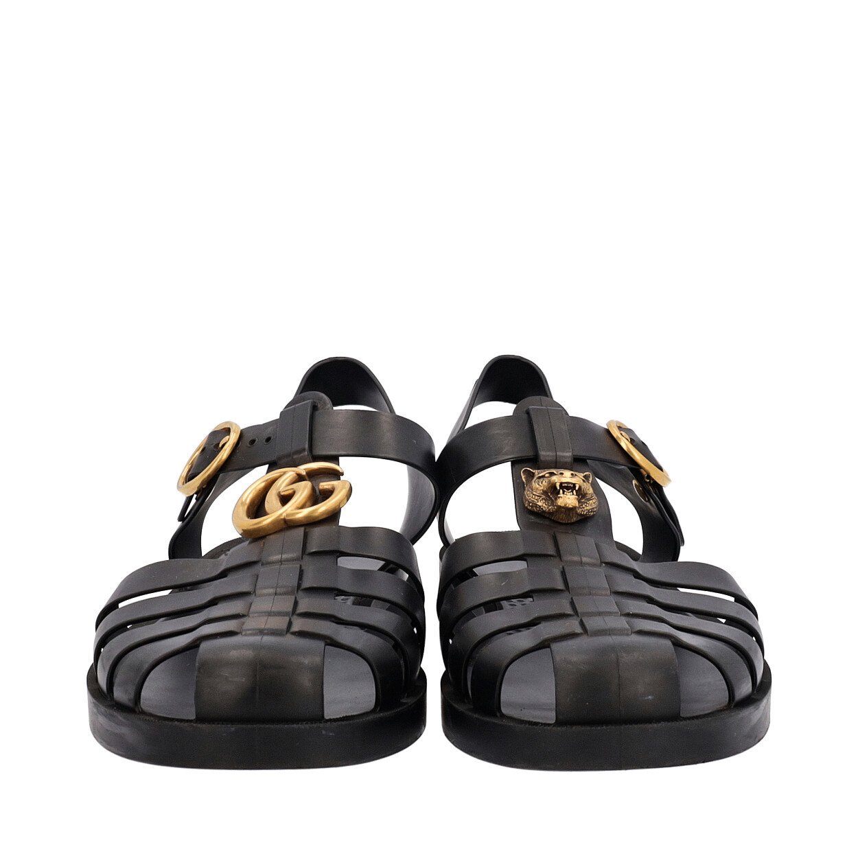 靴 GUCCI Rubber Buckle Strap Sandals GUCCI Rubber Buckle Strap Sandal Black | Luxity