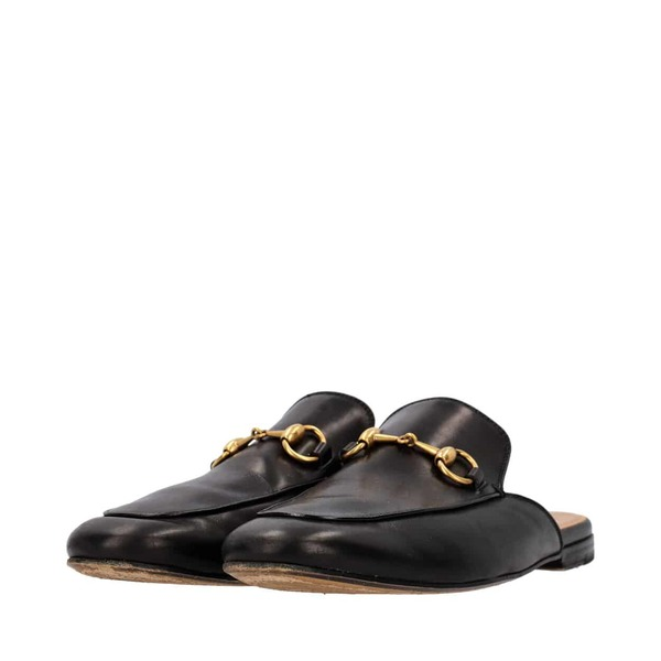 GUCCI Leather Horsebit Princetown Mules Black | Luxity