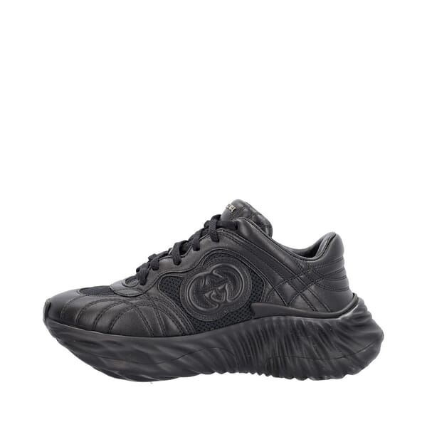 Leather/Mesh Chunky Sneakers Black