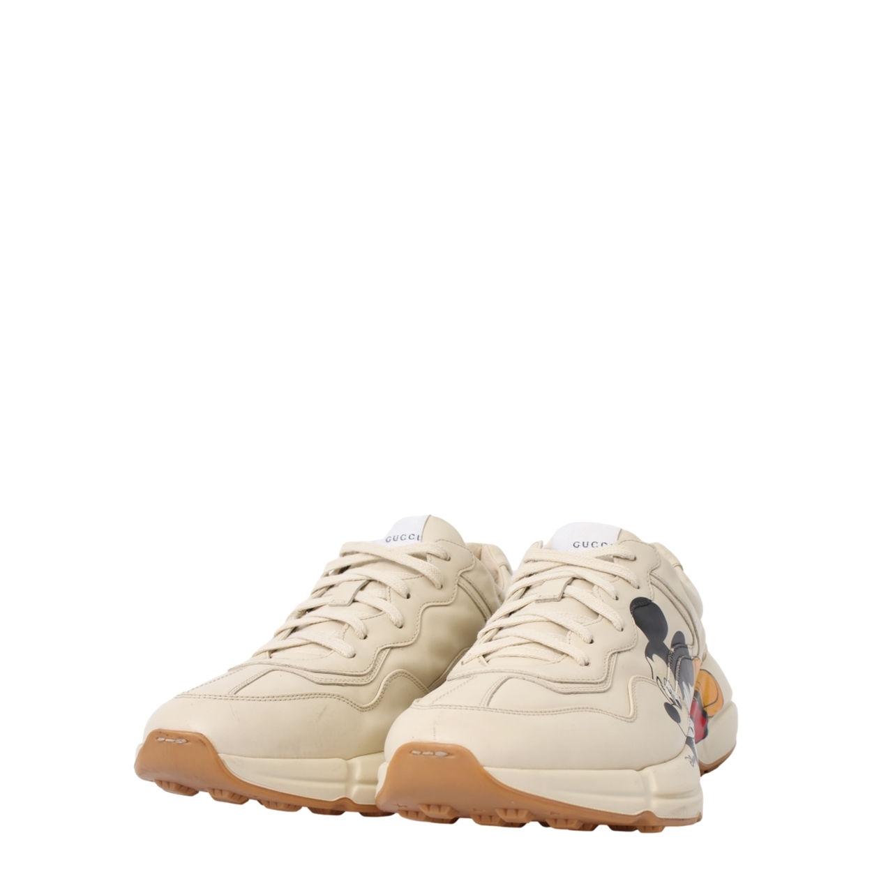 GUCCI Leather Mickey Mouse Rhyton Sneakers Ivory | Luxity