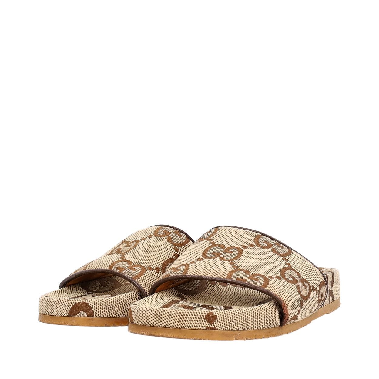 GUCCI Canvas GG Platform Slide Sandals Beige/Ebony | Luxity