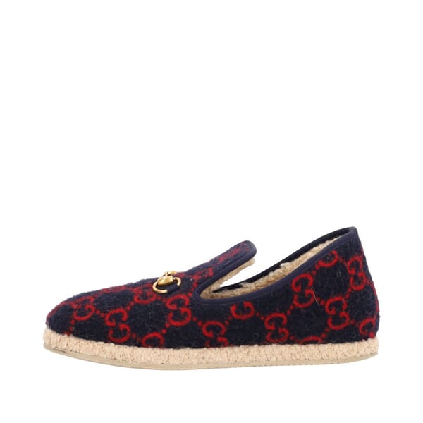 Wool GG Horsebit Fria Loafers Navy/Red