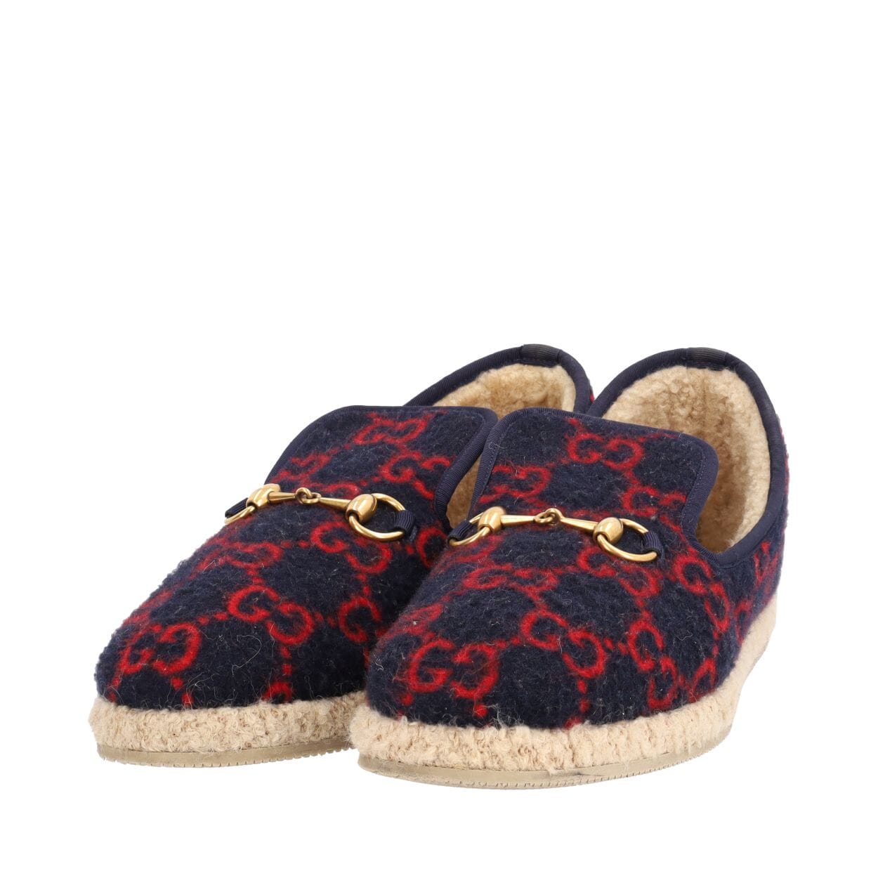GUCCI Wool GG Horsebit Fria Loafers Navy/Red | Luxity