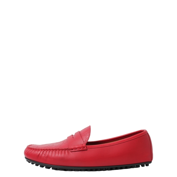 Leather/Guccissima Driving Loafers Red