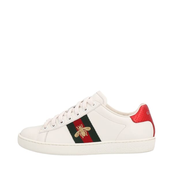 Leather Ace Bee Sneakers White