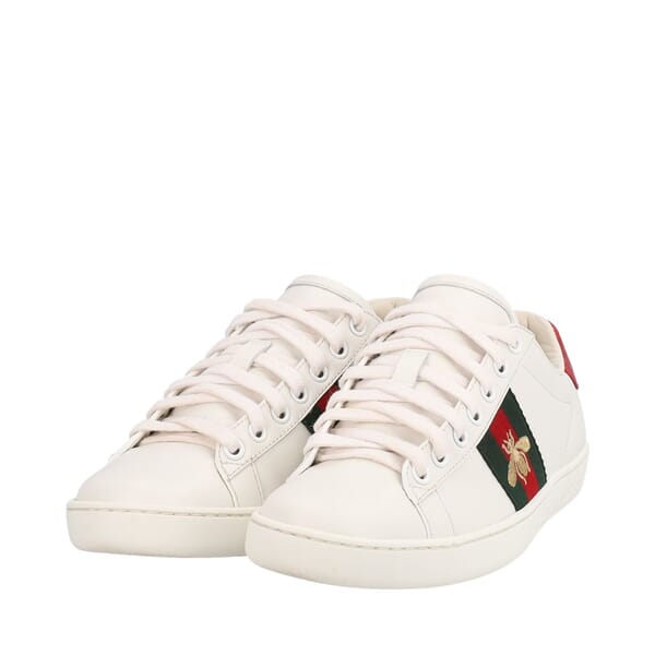 Leather Ace Bee Sneakers White