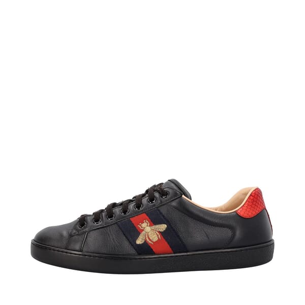 Leather Ace Bee Sneakers Black