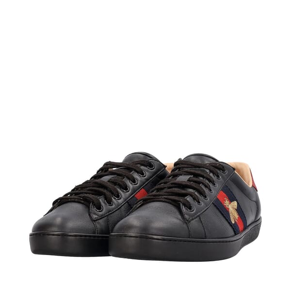 Leather Ace Bee Sneakers Black