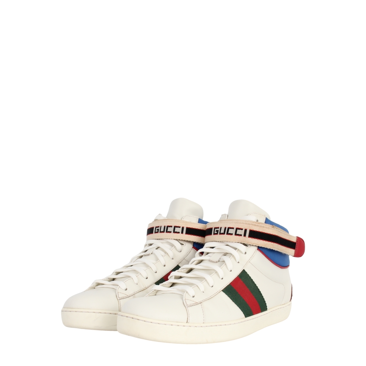 GUCCI Leather Ace High Top Sneakers White | Luxity