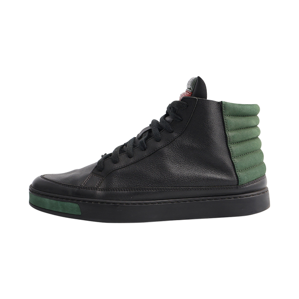 Leather High Top Sneakers Black/Green