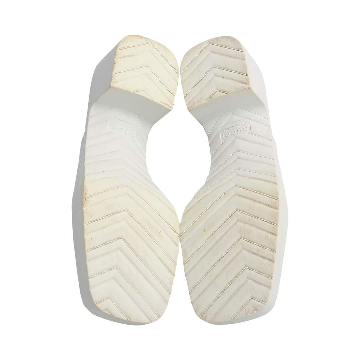GUCCI Rubber Logo Platform Mules White | Luxity