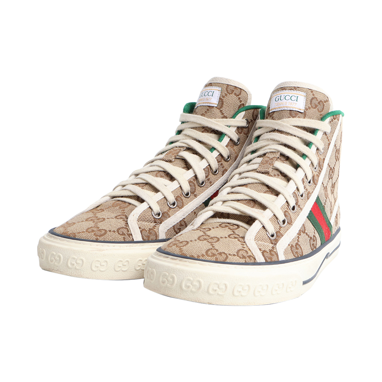 GUCCI Supreme GG Tennis 1977 High Top Sneakers Beige/Ebony | Luxity