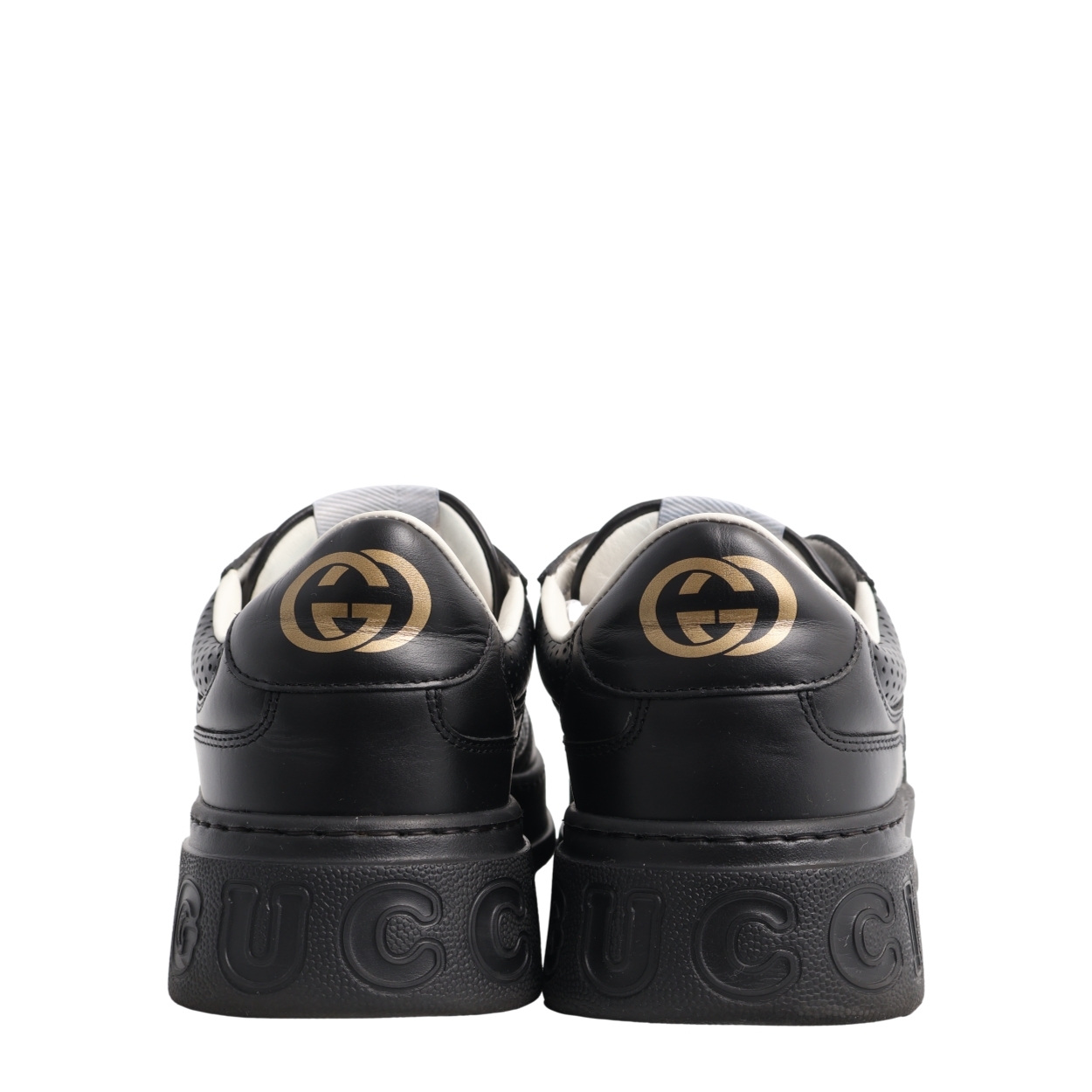 Gucci GGロゴ装飾 黒サテンシューズ GUCCI Embossed GG Chunky Sneakers Black | Luxity