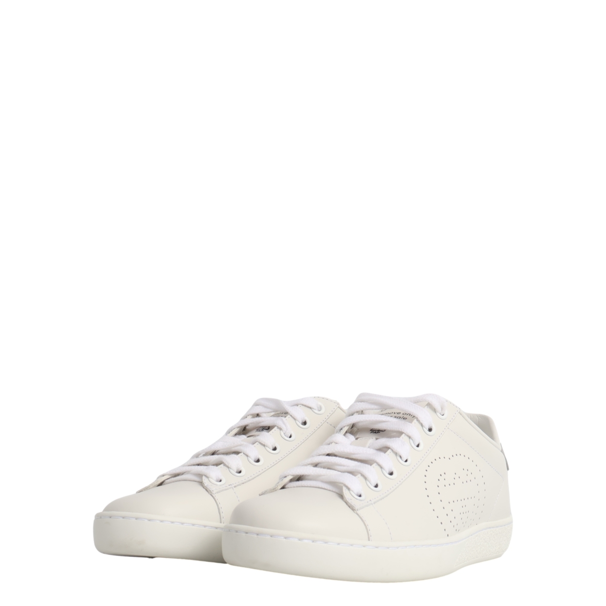 GUCCI Leather Perforated GG Ace Sneakers White/Grey | Luxity