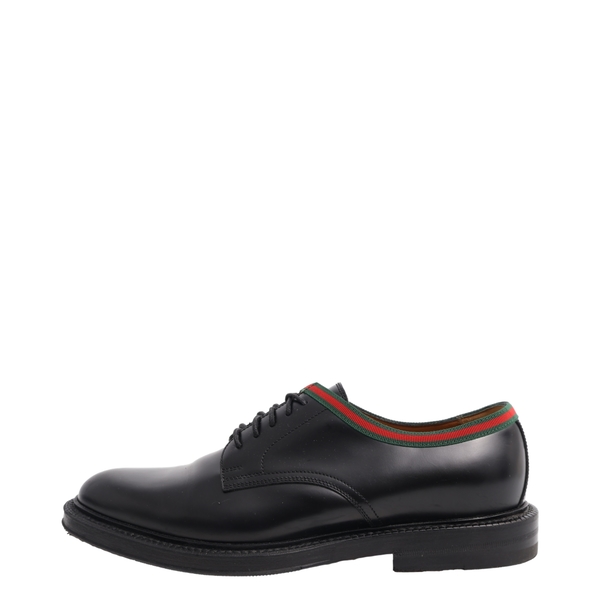 Leather Web Lace Up Derby Shoes Black