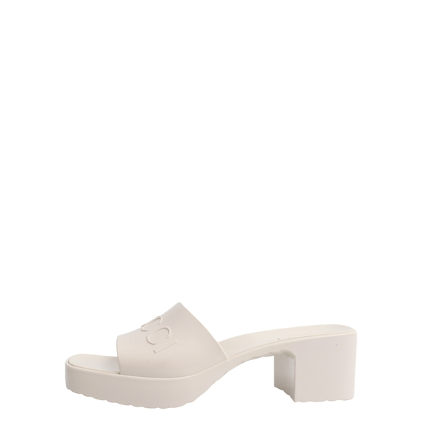 Rubber Logo Sandals White