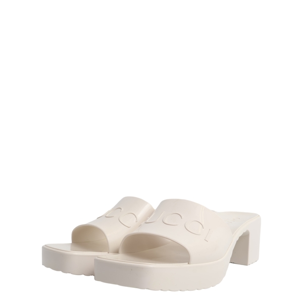 Rubber Logo Sandals White