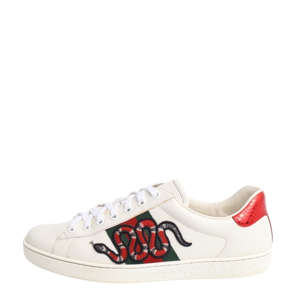 Leather Snake Ace Sneakers White