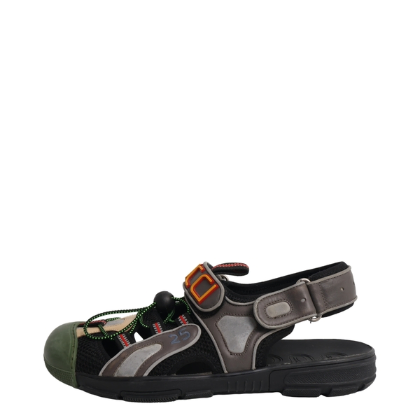 Mixed Material Tinsel Sandals Black/Green