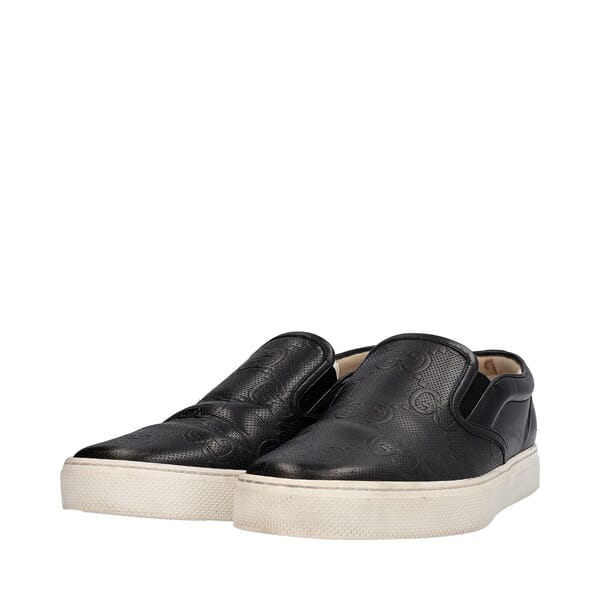 Leather GG Embossed Dublin Slip On Sneakers Black