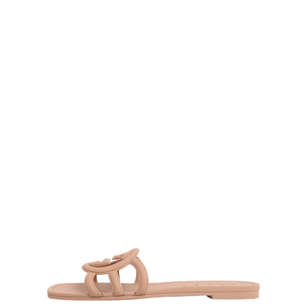 Rubber Interlocking G Sandals Nude