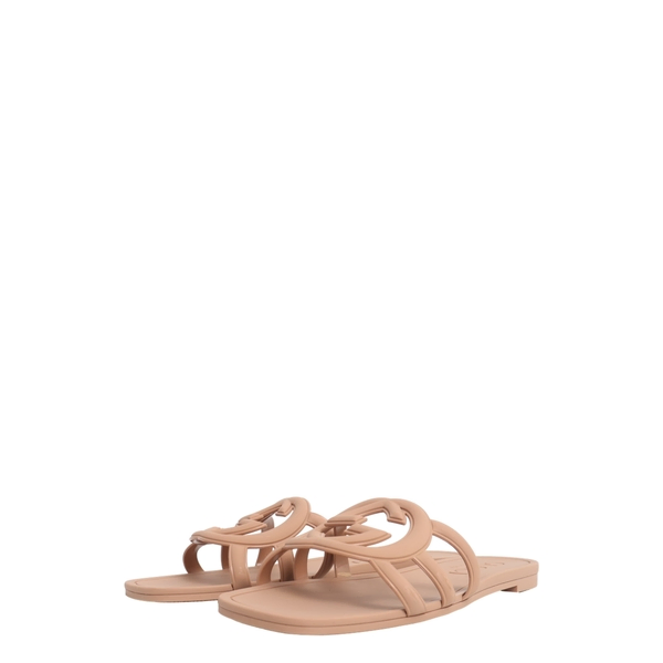 Rubber Interlocking G Sandals Nude