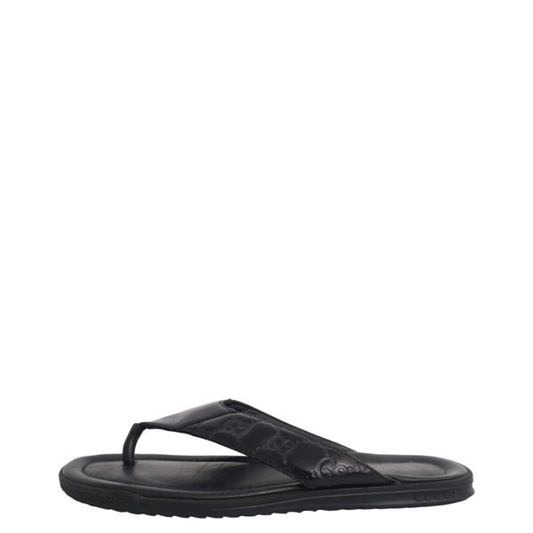 Leather GG Thong Sandals Black