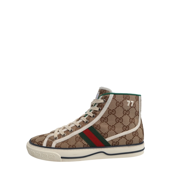 Canvas GG Tennis 1977 High Top Sneakers Beige/Ebony