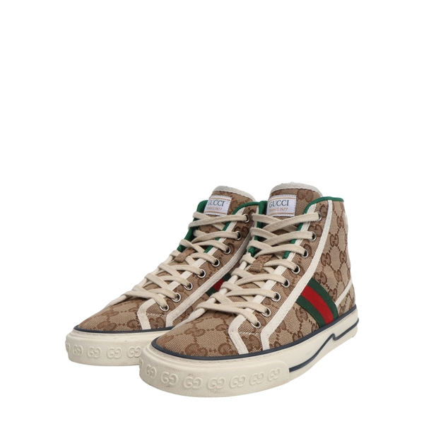 Canvas GG Tennis 1977 High Top Sneakers Beige/Ebony