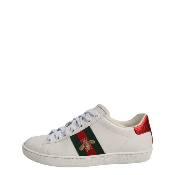 Leather Ace Bee Sneakers White