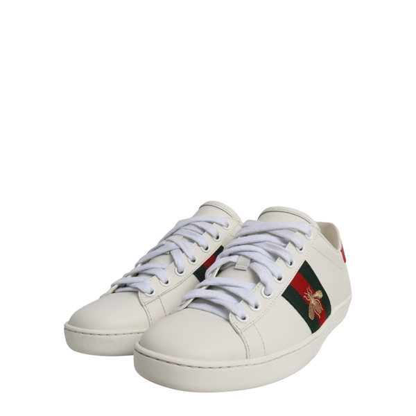 Leather Ace Bee Sneakers White