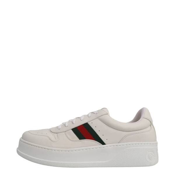 Leather Web Chunky Sneakers White