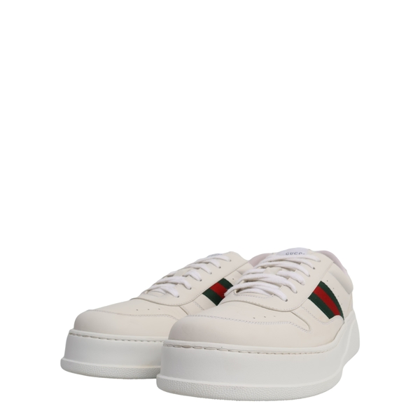 Leather Web Chunky Sneakers White