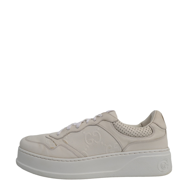 Leather GG Embossed Sneakers White