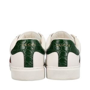 Leather Ace Web Sneakers White, view 4