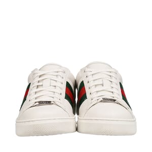 Leather Ace Web Sneakers White, view 3