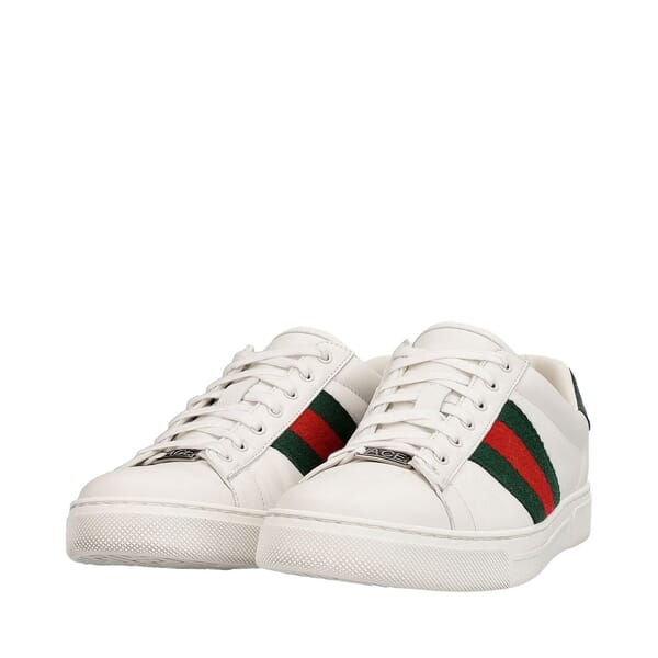 Leather Ace Web Sneakers White