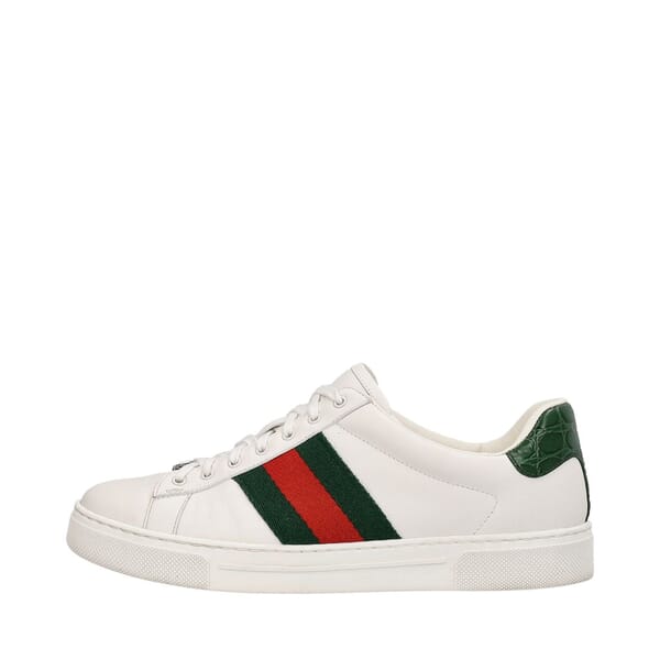 Leather Ace Web Sneakers White