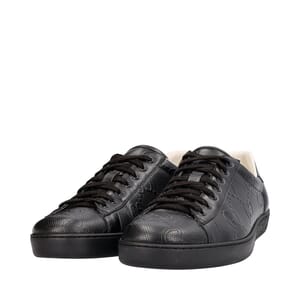 Leather GG Embossed Ace Sneakers Black