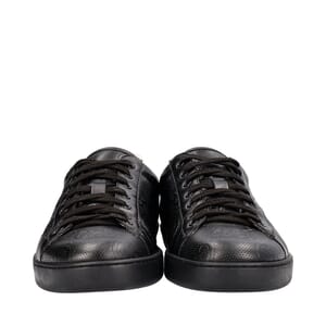 Leather GG Embossed Ace Sneakers Black, view 3
