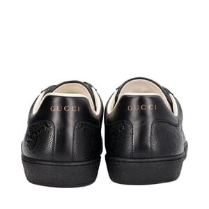 Leather GG Embossed Ace Sneakers Black, view 4
