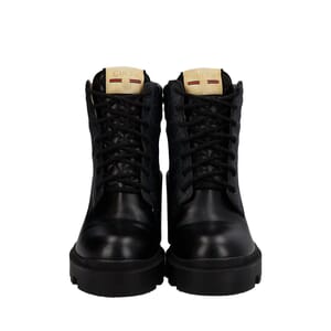 Leather/Supreme Ankle Combat Boots Black, view 3