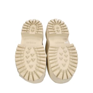 Rubber Perforated GG Platform Slide Sandals Ivory, view 5
