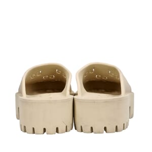 Rubber Perforated GG Platform Slide Sandals Ivory, view 4
