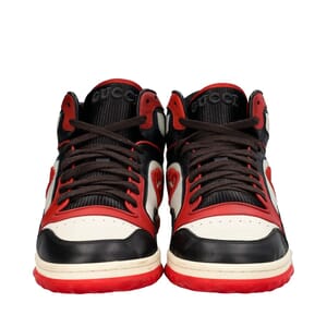 Leather Mac80 High Top Sneakers Red/Black, view 3
