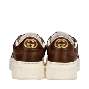 Leather/Supreme GG Chunky Sneakers Beige/Brown, view 4