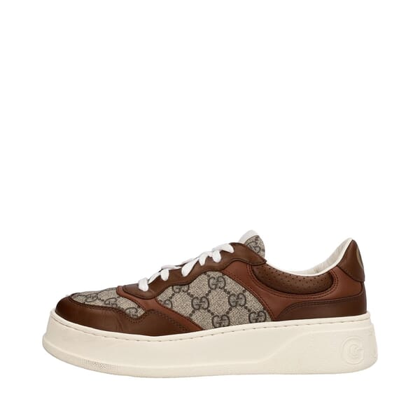 Leather/Supreme GG Chunky Sneakers Beige/Brown
