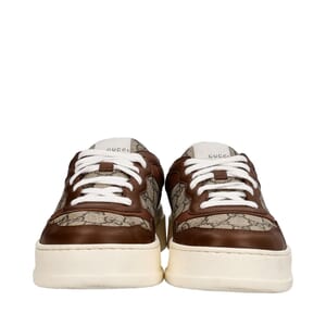 Leather/Supreme GG Chunky Sneakers Beige/Brown, view 3
